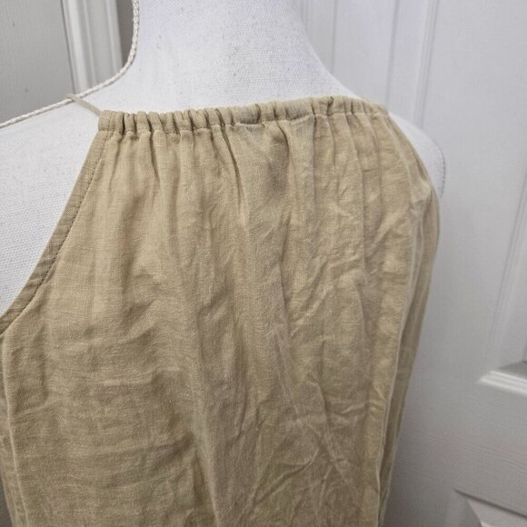 J. Crew Mini Dress Womens Small Halter Sleeveless Tan Linen Drop Waist Coastal - Picture 9 of 13